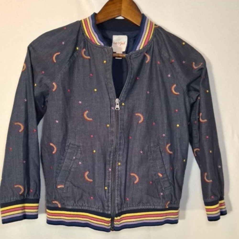 Cat & Jack Kids Chambray Denim Jacket with Colorful Accents - Sz Large (10/12)